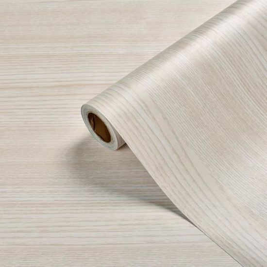 DAMILY® Papier Peint 0.4m*1m Imitation Grain De Bois-Grain De Chêne Blanc