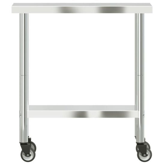 Table De Travail Inox 2 étages – 60x60x85 Cm, Roulettes, Charge 300 Kg, Pour Cuisine Pro - 13