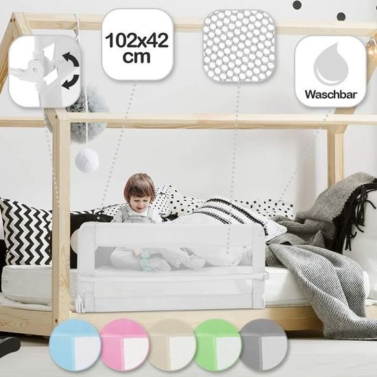 Infantastic® Barrière de Lit pour Enfant - Pliable et Portable, en Tissu, 102 x 42 cm - Barrière de Protection, Sécurité pour Bébé