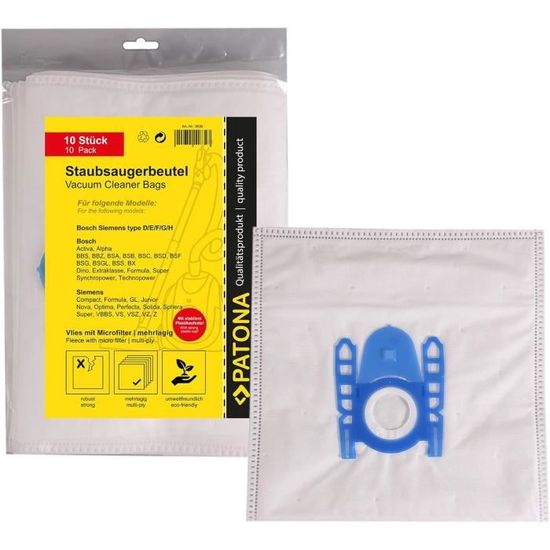 Lot De 10 Sacs PATONA Pour Aspirateur Miele Electronic - Micro-filtre 5 Couches (Compatible 2000 à 8100)