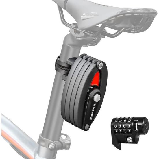Antivol Vélo Pliable Haute Sécurité Niveau 15 - Cadenas Pliant 120 Cm Mot De Passe, Antivol VTT Scooter Noir