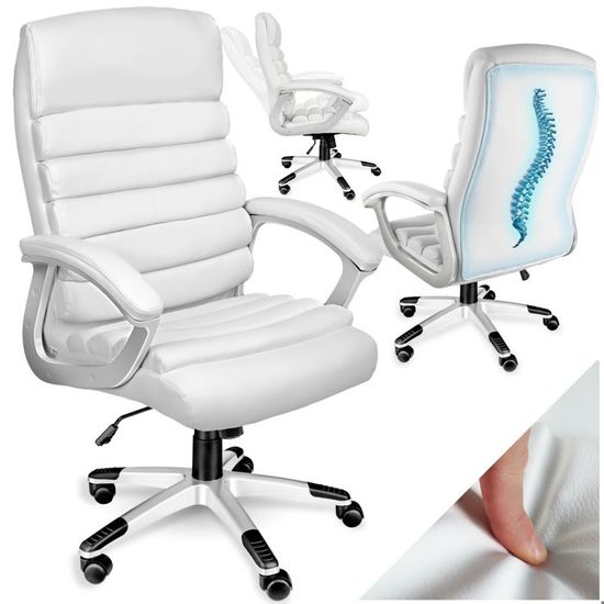 Tectake Fauteuil De Bureau Confortable Ergonomique Hauteur Reglable Avec Accoudoirs Fixes Blanc Achat Vente Chaise De Bureau Soldes Sur Cdiscount Des Le 20 Janvier Cdiscount