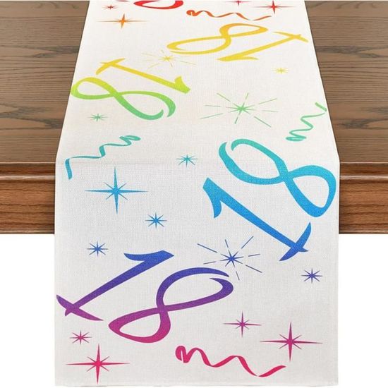 Chemin De Table - Décoration De Table D'anniversaire - Blanc - 180