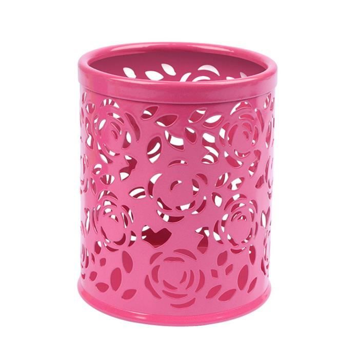 Ciselé Pot à Crayons en Métal avec Style de Roses Rangements pour Produits Cosmetiques Boite De Maquillage Organisateur Rouge