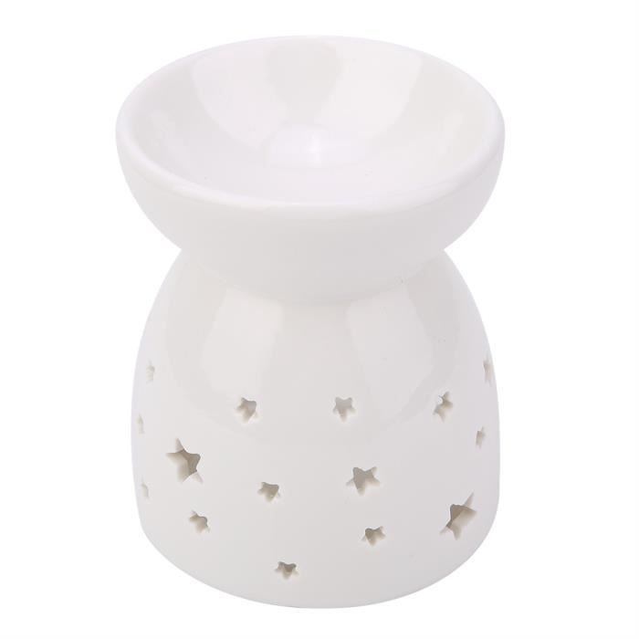 Veilleuse En Céramique Lampe de Parfum Essence de brûleur à l'huile Bougie Encens Réchaud Aromathérapie (Étoile)