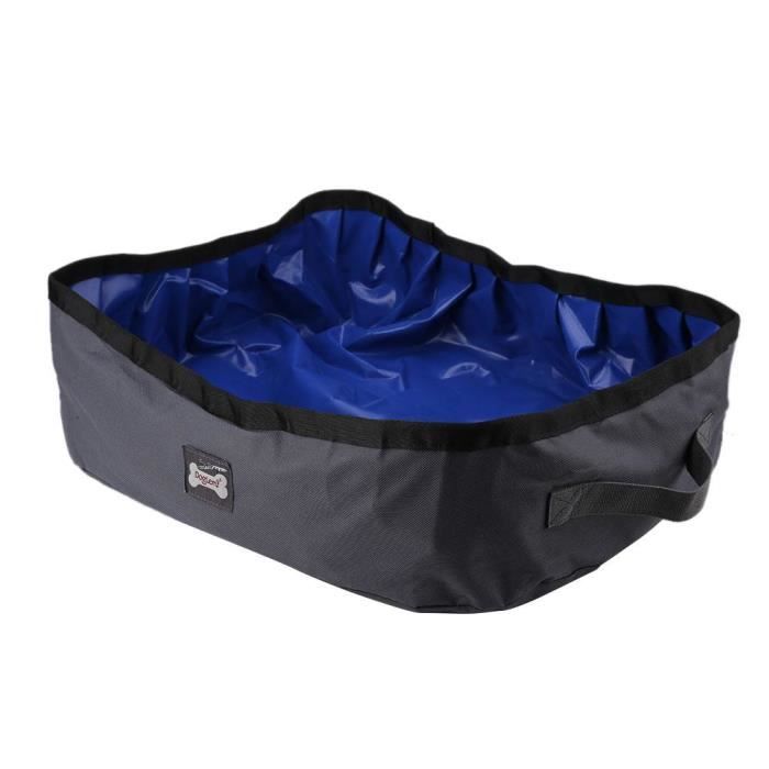 Bac à litière pliable pour chat Litière portative extérieure imperméable pour animaux de compagnie (Gris)