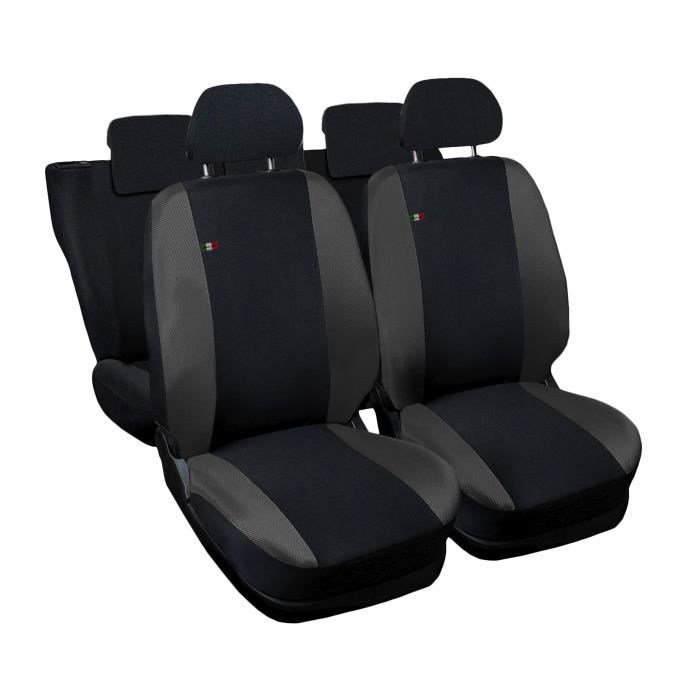 Housses de siège deux-colorés pour Fiat Punto - noir gris foncè