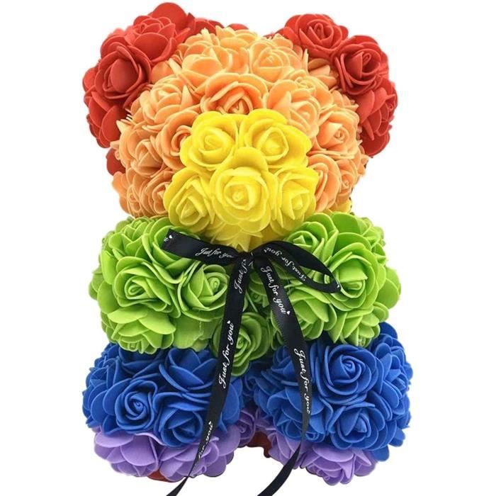 Fleur de rose en our en Peluche Rose en Coffret Cadeau de Noël Saint Valentin Teddy Rose Cadeau De Décoration Valentin la Fête