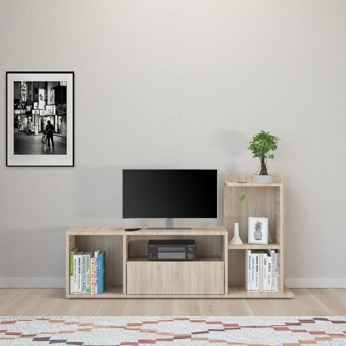 Meuble TV design Sumatra - L. 120 x H. 65 cm - Marron sonoma