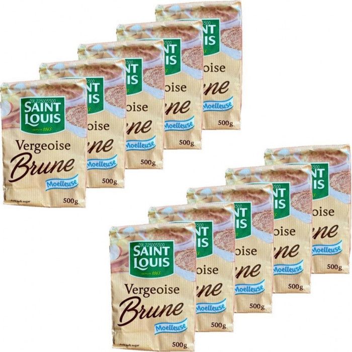 Lot 10x Sucre vergeoise brune - Saint Louis - sachet 500g