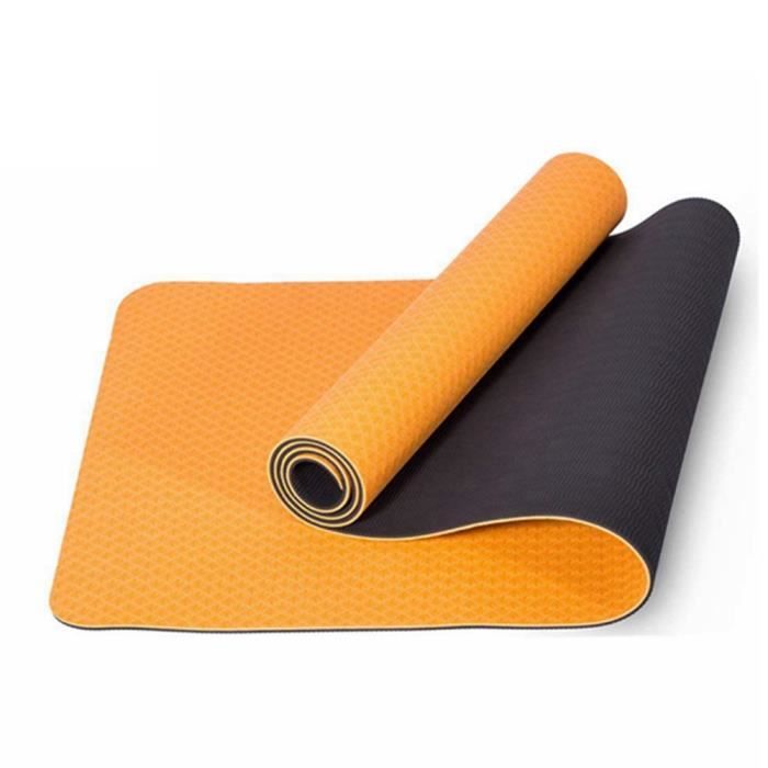 Tapis de yoga antidérapant TPE 183x61x0.5 orange/gris Orange