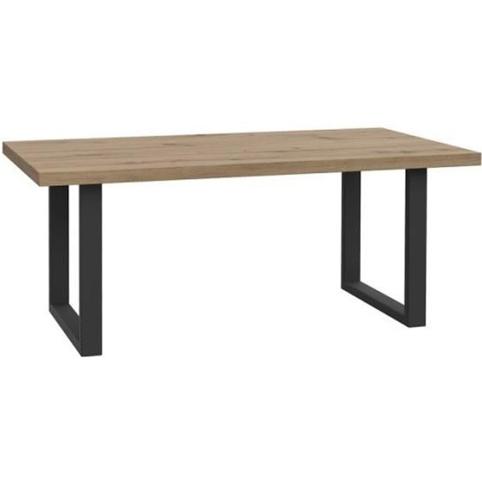 Table basse rectangulaire bois clair pieds métal - ZIG