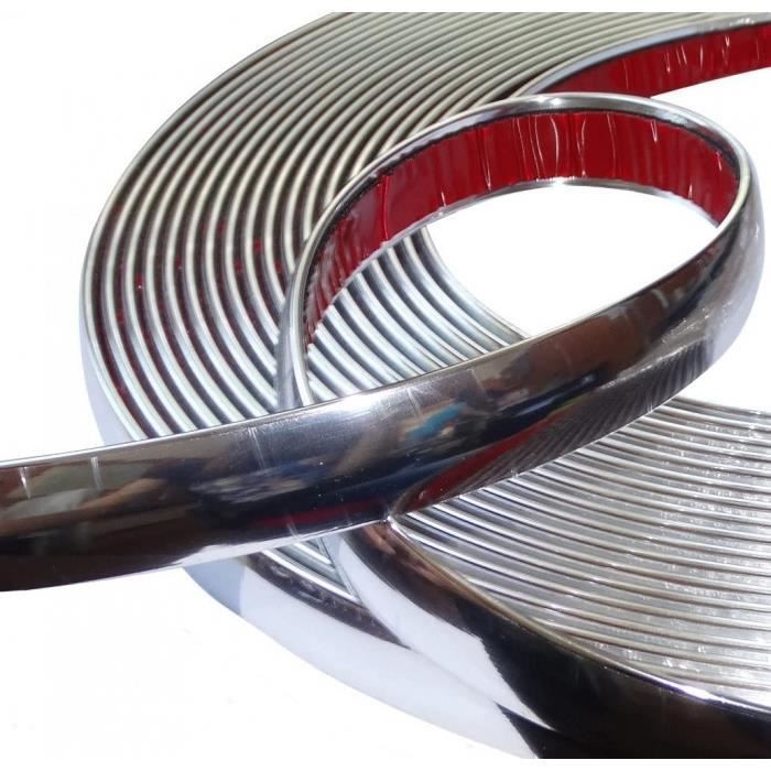 aerzetix: 20mm 4.5m bande baguette adhésive couleur chrome nickel argent