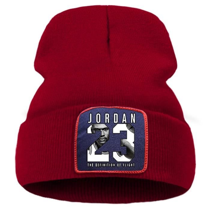 wine red6 Taille unique -Mode Jordan 23 Imprimer Bonnet Chapeau Femmes Décontracté Tricoté Chapeaux Hommes En Plein Air Coton Hiver