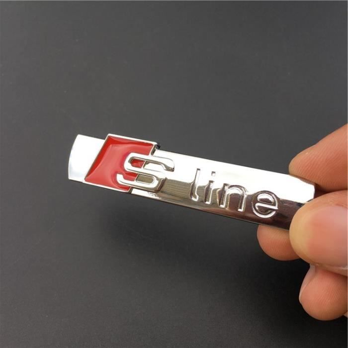 2 x Audi S Line Métal Emblème Argent Brillant Logo Autocollant Sline badge emblème