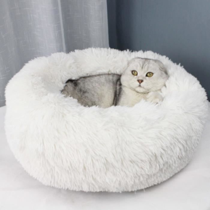 Corbeilles,Lit pour animaux domestiques Rond et Long, tapis pour chat doux, pour petits chiens, nid de - Type White-XL 80cm