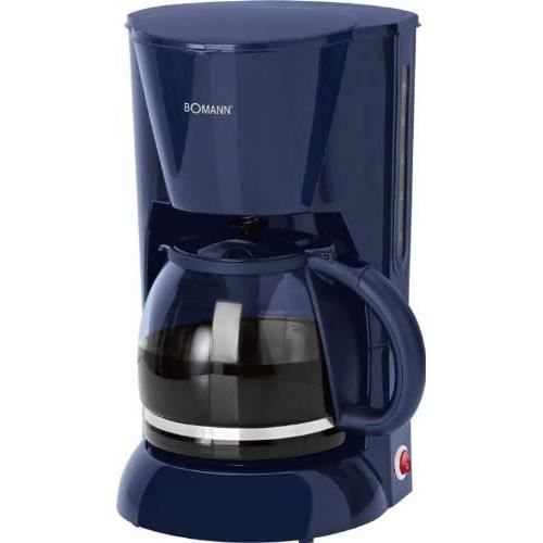 Cafetière en verre - 1,5 l - Affichage du niveau d'eau - 12 tasses (filtre amovible, plaque chauffante, 900 W, bleu)