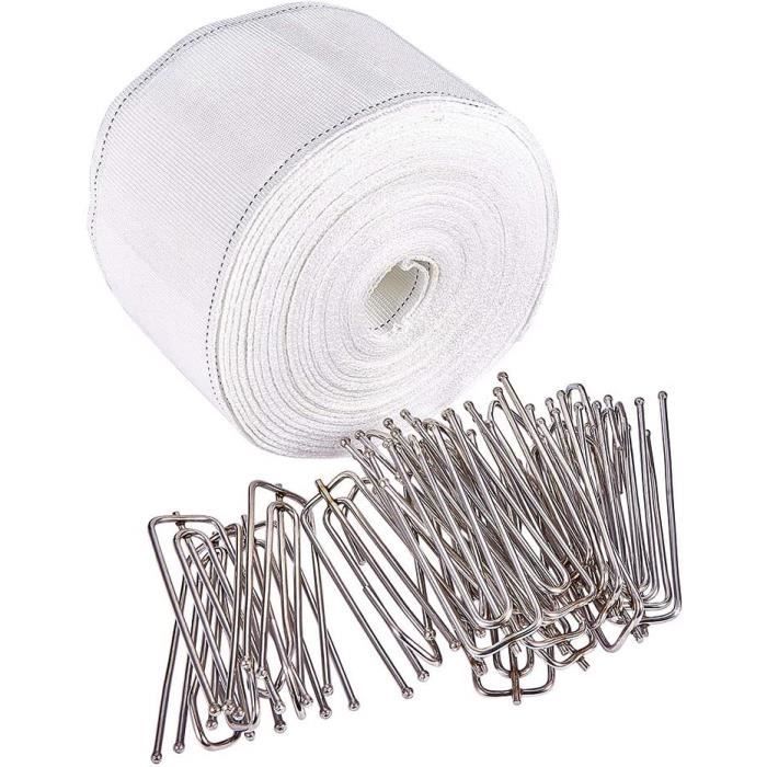 Rideaux et draperies Increway Ruflette pour rideau à plis profond avec lot de 20 agrafes à 4 branches en acier inox472