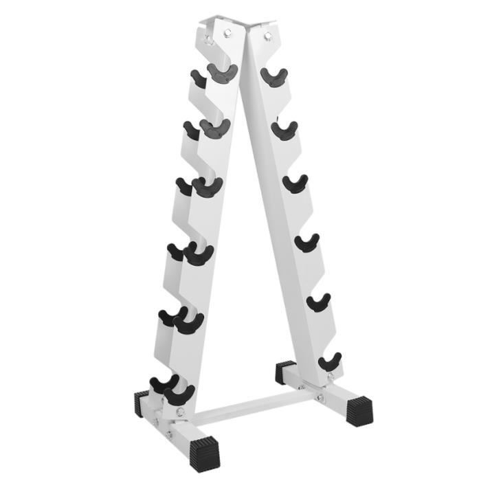 54*41*106cm Porte-haltères à chevrons pour six paires d'haltères (blanc)