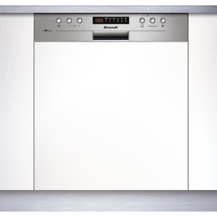 Lave-vaisselle encastrable BRANDT VH15X - 13 couverts - Largeur 60 cm - Classe A++ - 44 dB - A++ - Bandeau inox/silver