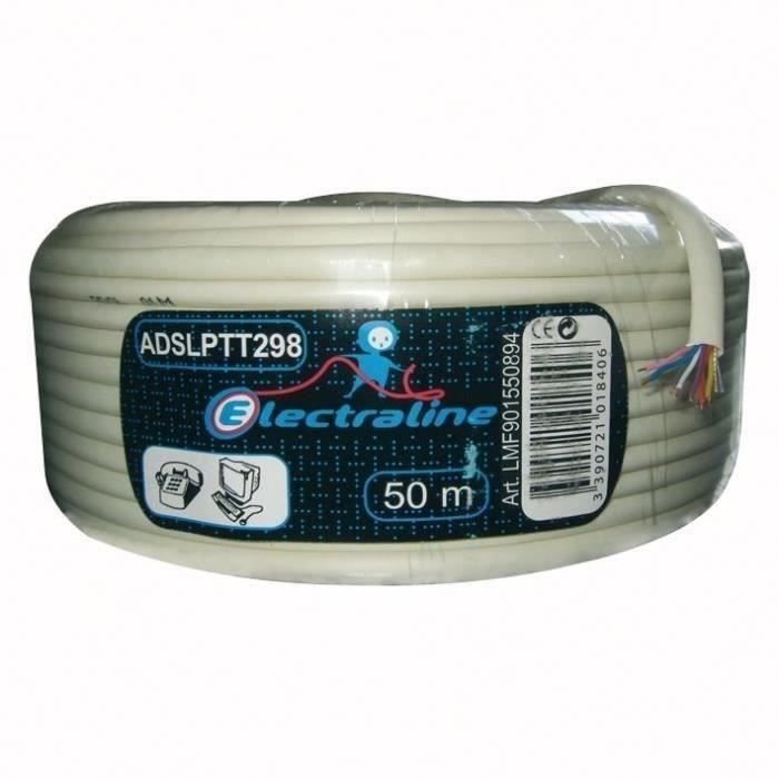 Câble de téléphone ADSL 298 - couronne 50 m - ivoire