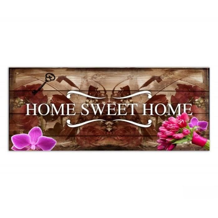 Tableau Toile Image murale décorative Canevas Home Sweet Home Marron 90x30
