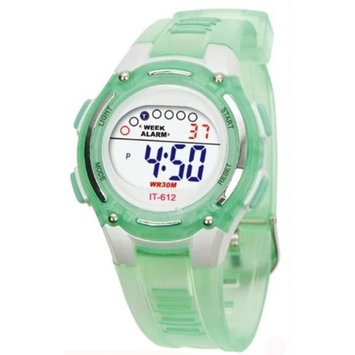 Montre Enfant Garçon - Digital - Étanche - Vert