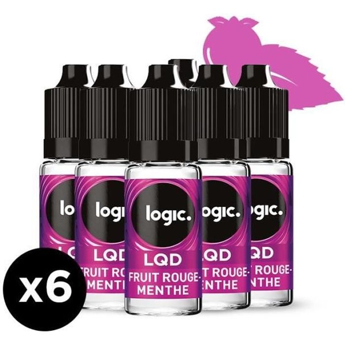 Logic LQD - Goût Fruit Rouge Menthe - 12 mg - 6 bouteilles d'e-liquide.