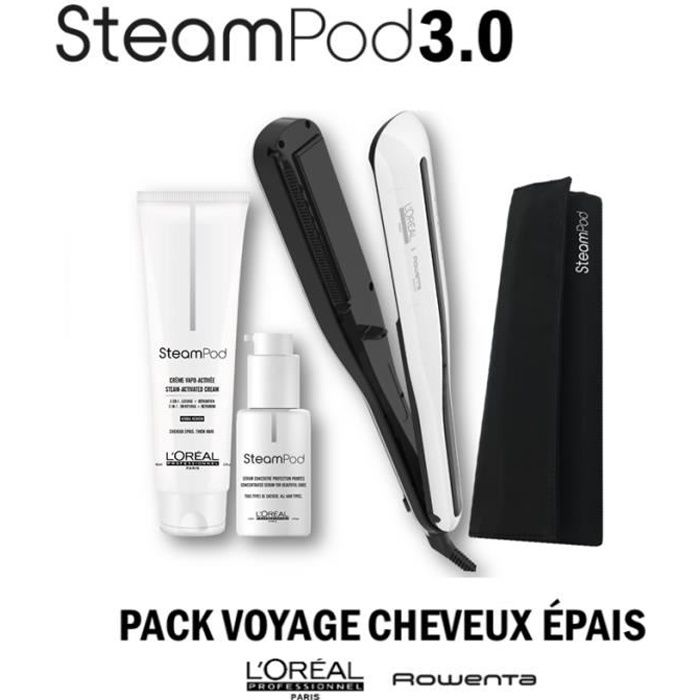 L'Oréal Professionnel Steampod 3.0 Lisseur + Crème Cheveux Epais 150 ml + Sérum 50 ml + Trousse Steampod