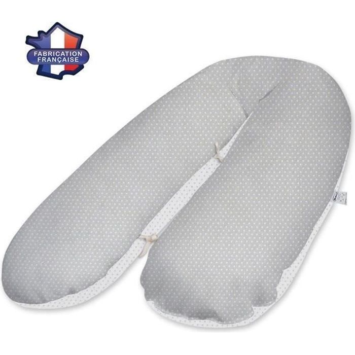 MODULIT Coussin Allaitement et Maternité, Gris blanc à pois, Déhoussable