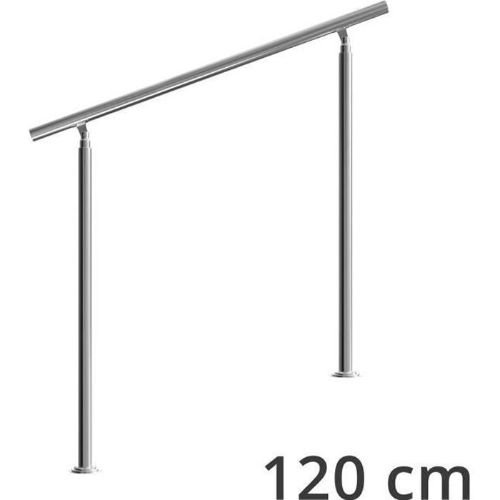 Rampe d'escalier 120 cm acier inoxydable sans traverse main courante balustrade garde-corps aide escalier balcon intérieur extérieur