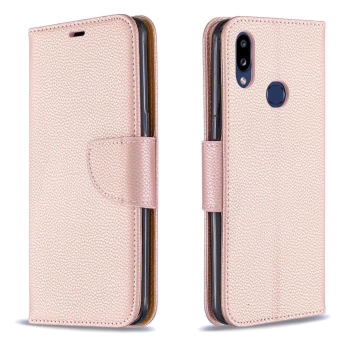 Étui Samsung Galaxy A10S, Flip Cover Antichoc Housse de portefeuille pour Samsung Galaxy A10S(Rose or)