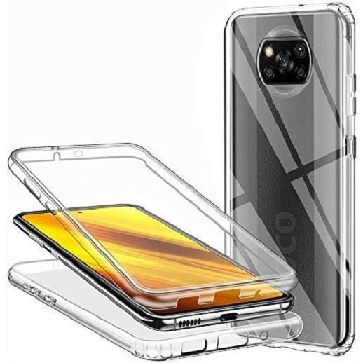 Coque pour Xiaomi Poco X3 NFC/Xiaomi Poco X3 Pro 360 Degrés Protection, Transparente Souple Mince Étui en Silicone