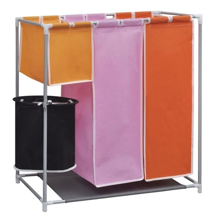 Panier à linge - Corbeille à Linge à 3 sections avec un bac de lavage