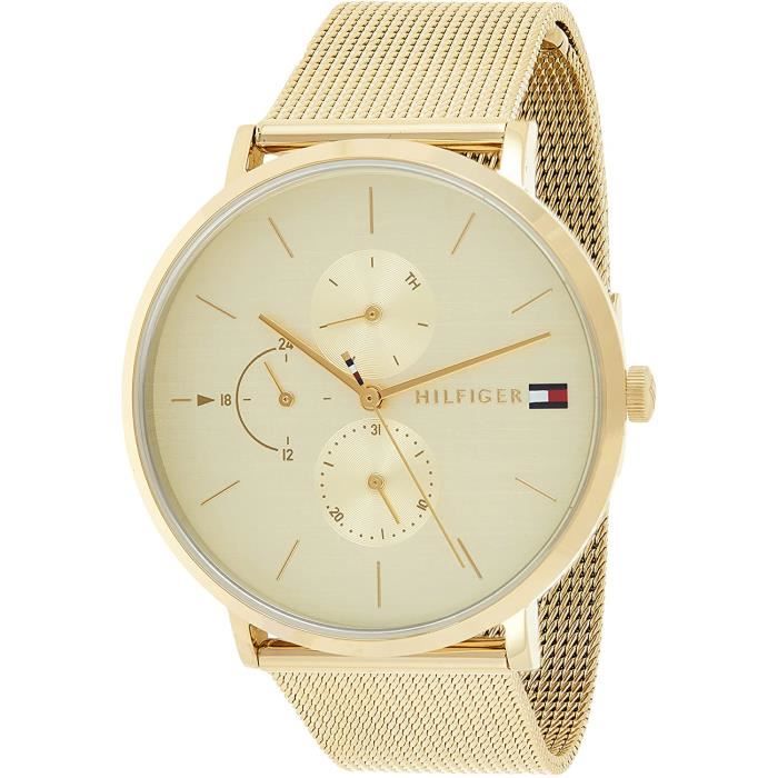 Tommy Hilfiger Femmes Multi-Cadrans Quartz Montre avec Bracelet en Or Plaque 1781943