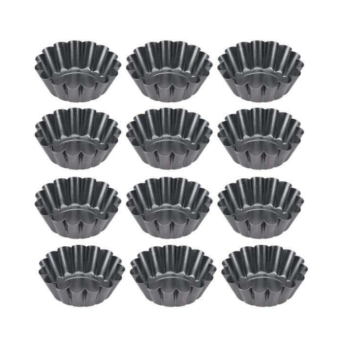 12 pcs Mini Antiadhésif En Acier Au Carbone Tarte Casseroles Réutilisable Oeuf Tartelette Cupcake Moule De Cuisson Muffin Tasse