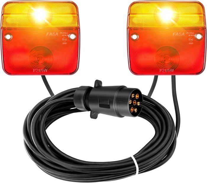 Feux Arrière de Remorque Magnétique, 12V Incandescent Feux de Remorque avec 7 Broches et 7,5m