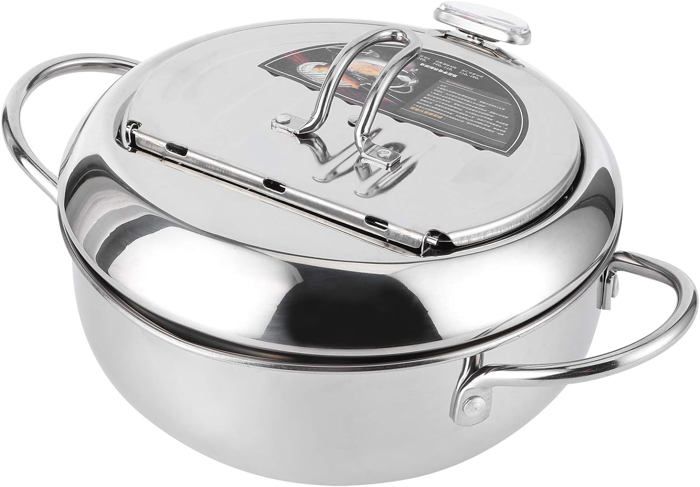 Friteuse Tempura Japonaise 3.4L En Acier Inoxydable Rose Gold - Avec Thermomètre Et Anti-Adhésif