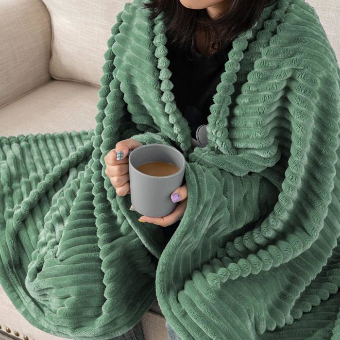 Couverture Plaid Canape Polaire Douce Flanelle Jeté de Canape Doux pour Chambre Sofa lit Fauteuil 150x200cm Vert Clair