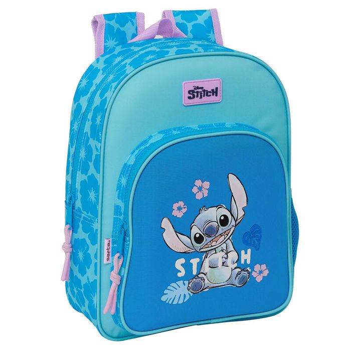 Sac à dos - Safta - Disney Stitch Hawaii - 26x11x34cm - Poches latérales - Double zip