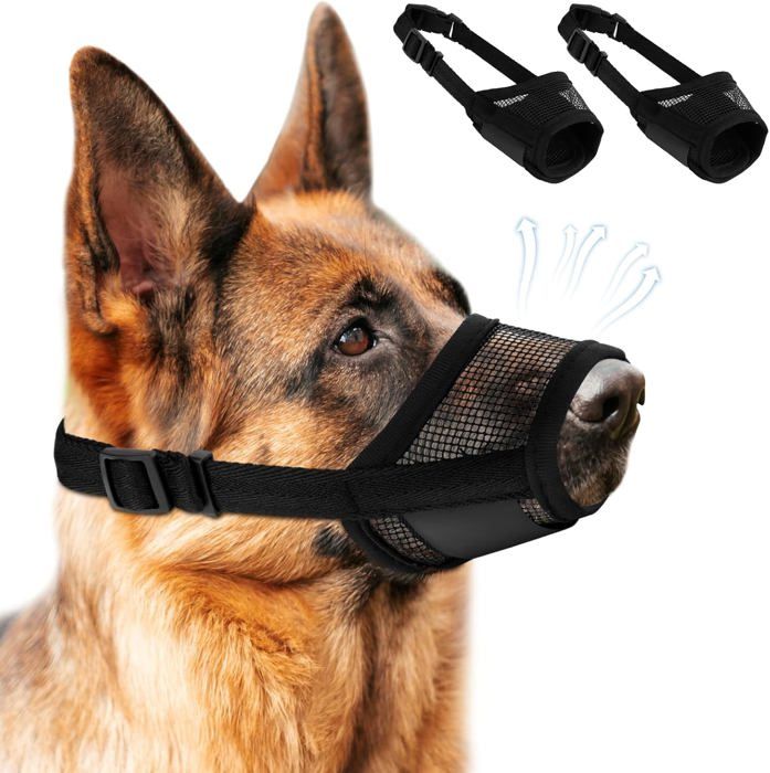 Meilleurs prix pour Muselière souple pour chien – 2 muselières en maille aérée, anti-morsure, aboiement,respirante,buvable,boucle réglable,(noir, L)