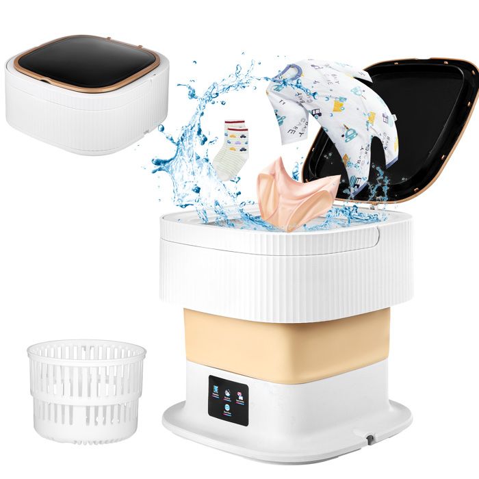 Machine à Laver Portable, Mini Laveuse 10 L Avec Fonction De Séchage Automatique à Essorage Doux, Laveuse Pliable De Grande Capacité, Mini Machine à Laver Pliante Pour (Prise UE