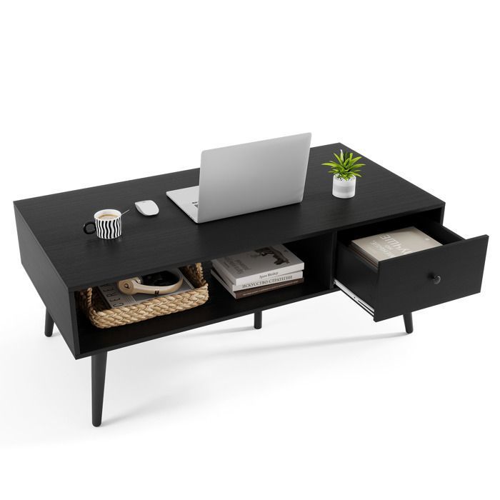 Table de salon rectangulaire beige - 100 x 55 cm - collection Jude