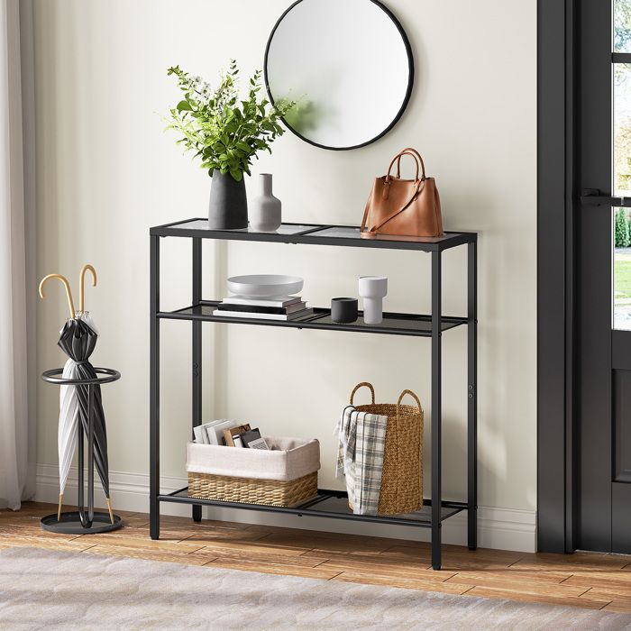 HOOBRO Table Console Table dAppoint avec 2 Étagères Table Canapé pour Couloir Entrée Salon Chambre et Bureau