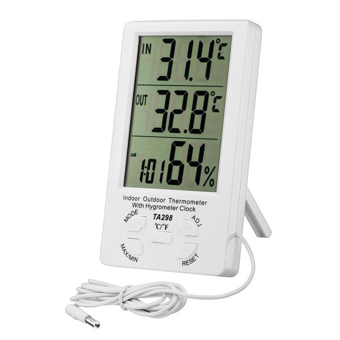 Comparer les prix de Thermomètre Hygromètre Digital, LCD Thermomètre Numérique avec Sonde, Hygromètre Intérieur et Extérieur, Blanc