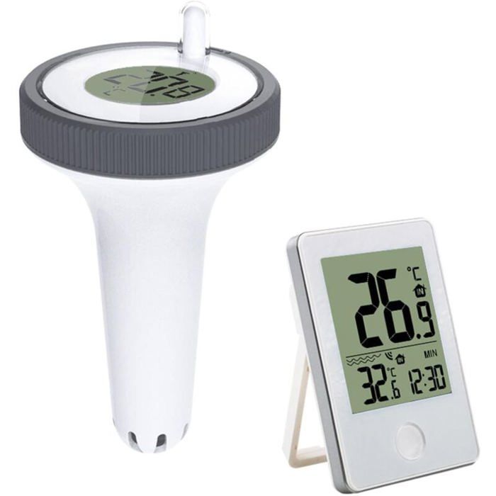Thermomètre Piscine Sans Fil Flottant-Thermomètre de Piscine Connecté Numérique avec Récepteur RadioLCD-Portée jusquà 60 m-Pour