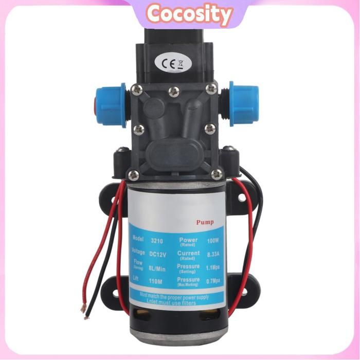 12V DC 100W 8L Min 160psi Diaphragme à haute pression Pompe à eau auto-amorçage pour laver la