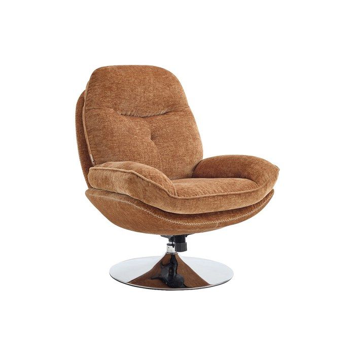 Fauteuil pivotant en tissu texturé jaune moutarde ILMACA Fauteuil pivotant en tissu texturé jaune moutarde ILMACA