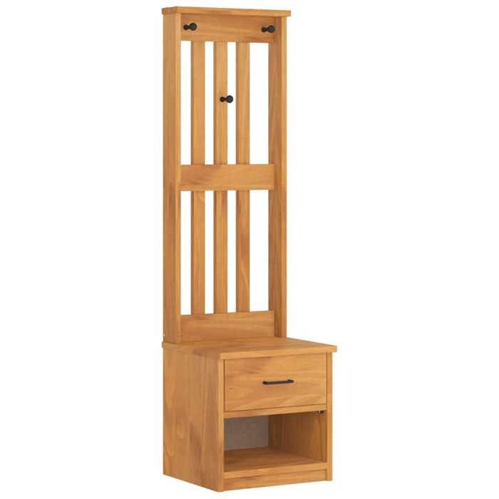 BEST-HOME Portemanteau dentrée meuble de rangement pour couloir SANDNES 45x40x159 5 cm bois massif pin 1parcel8734