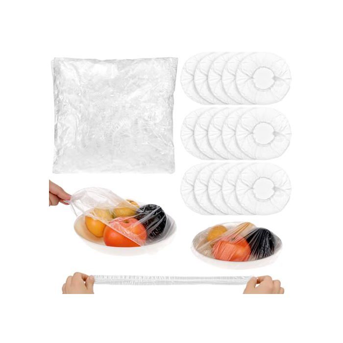 Film Alimentaire Étirable Lot de 300 Conservation Fraîcheur Aliments Sacs Élastiques Transparents Stockage Cuisine Pratique